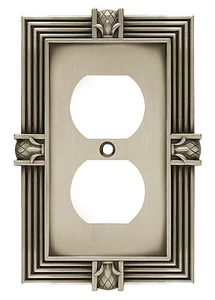 64462 Brushed Satin Pewter Pineapple Single Duplex Outlet Wall Cover - Picture 1 of 1
