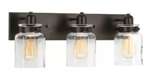 Calhoun Collection 21-5/8 in. 3-Light Antique Bronze Clear Glass Farmhouse Urban - Picture 1 of 3