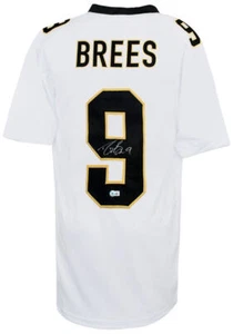 Drew Brees (SAINTS) Signed White Custom Football Jersey - (BECKETT COA) - Picture 1 of 3
