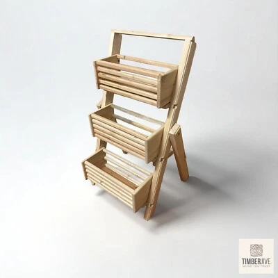 Rustic Wooden 3-Tier Ladder Planter – Indoor/Outdoor Foldable Plant Rack - Image 1 of 4