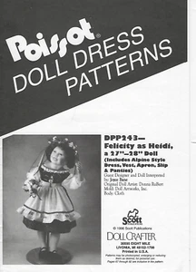 Poissot Doll Dress Pattern No. 243 - Felicity ad Heidi a 27"-28" Doll - Picture 1 of 6