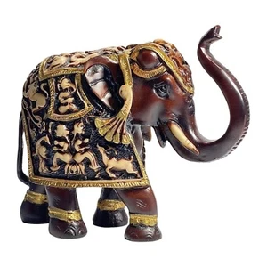ELEPHANT FIGURINE Bohemian Statue & Feng Shui Showpiece Detailed Sculpture - Picture 1 of 7
