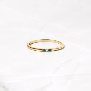 Emerald Ring Minimalist Rings for Women Gift for Her Sterling Silver Gold - Picture 1 of 4