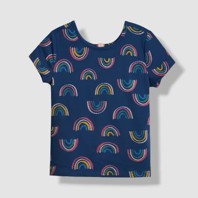 Epic Threads Kids Girl's Blue Rainbow Keyhole Tie Back T-Shirt Top Size 5 - Image 1 of 2