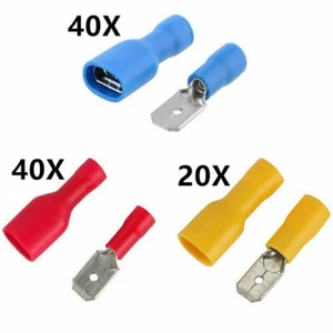 100Pcs Assorted Electrical Wire Connectors Insulated Spade Crimp Terminals Set - Picture 1 of 7