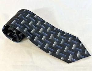 Knightsbridge Designer Neck Tie 59.5" x 3.75" Black Blue Grey #1120 - Picture 1 of 4