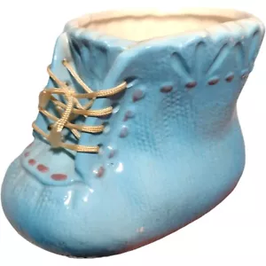 Vintage Nancy Pew Giftwares Planter Ceramic Bootie Shoe Baby Blue Pastel Decor - Picture 1 of 12