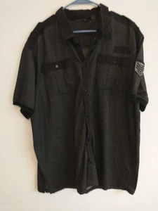Sean John P Diddy Black Acid Wash Shirt 3XL Hip Hop Y2K Military Aviator Style - Picture 1 of 10
