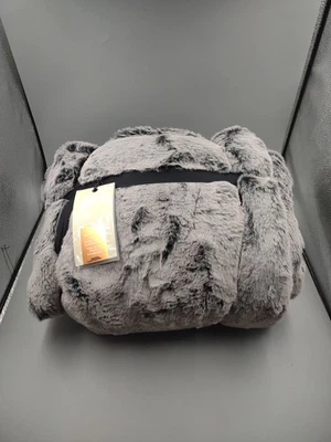 West Elm Oversized Faux Fur Chinchilla Throw ~ 60" x 80" ~ Slate - Image 1 of 4