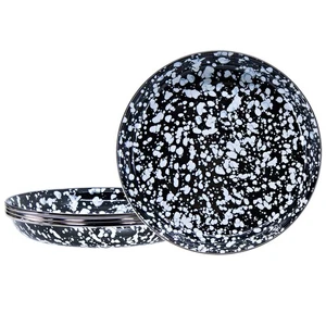 Enamelware Pasta Plates, 10 inch, Black Swirl, Set of 4 - Bild 1 von 5