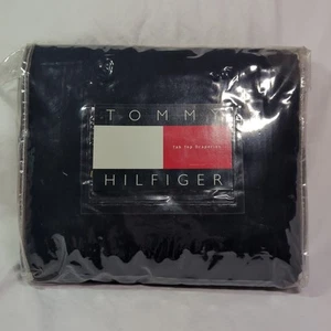 Vtg Tommy Hilfiger Tab Top Drapery Curtains 2 Panels Blue Navy Flag Cotton NEW - Picture 1 of 6