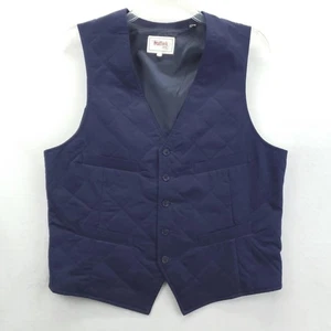 Stafford Prep Vest Mens Large Navy Quilted Waistcoat Adjustable Back Belt - Picture 1 of 10