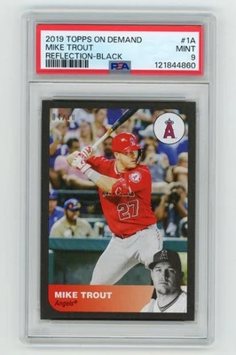 POP 1 Mike Trout 2019 Topps On Demand Reflection Black #1A PSA 9 MINT 04/10 HOF - Image 1 of 2