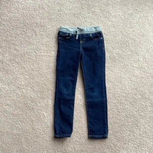 CAT & JACK GIRLS 5 PULLON DARK WASH THIN LEG JEANS, FIVE POCKETS, FRONT TIE - Picture 1 of 3