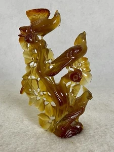 Vintage chinesische handgeschnitzte Achat Stein Vögel Figur (ohne Vase) - Bild 1 von 11