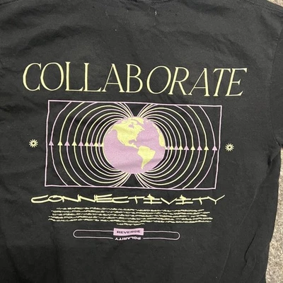 Top Man Shirt Men S Black Short Sleeve Round Neck Collaborate Streetwear Graphic - Imagem 1 de 4