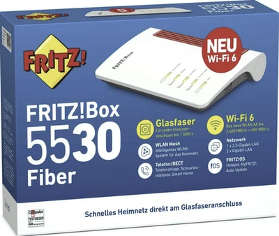 AVM FRITZ!BOX 5530 Fiber Glasfaser Modem Router WiFi 6 WLAN Mesh Dual Band NEU - Bild 1 von 4