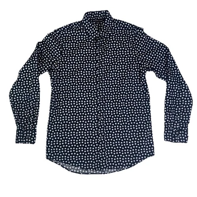 Michael Kors Button Down Shirt Mens Medium Slim Fit Navy White Stars Patriotic - Image 1 of 4