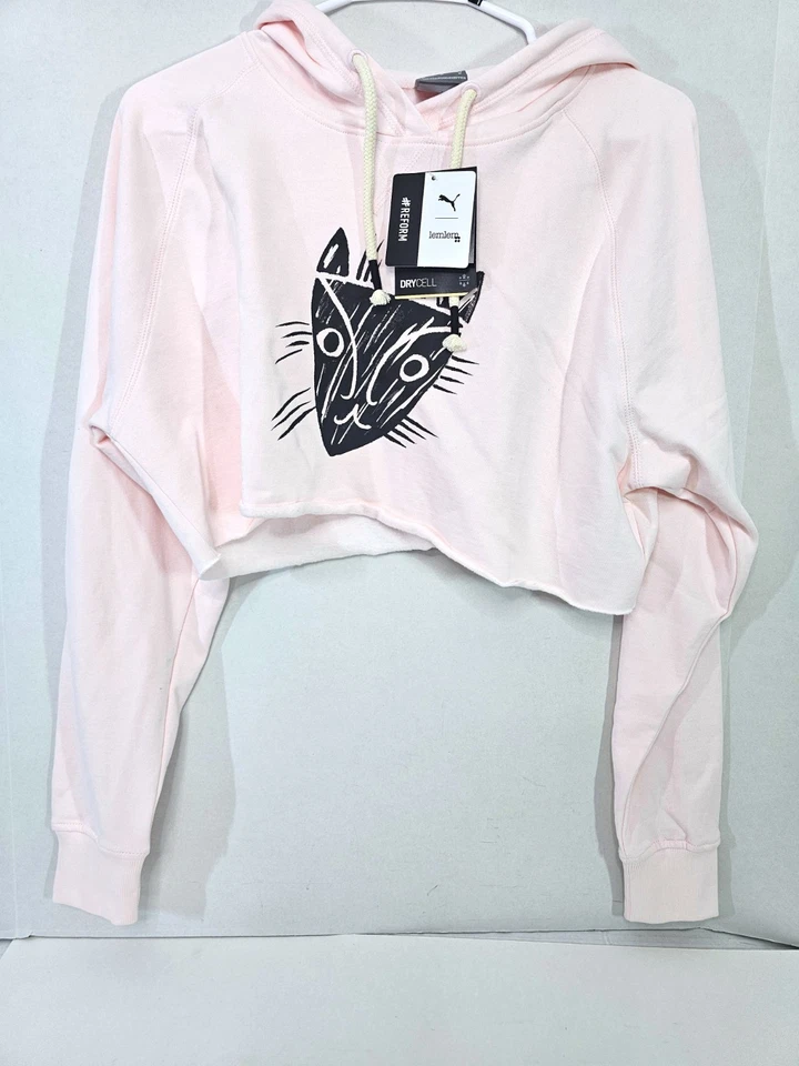 Puma x LemLem Cropped Hoodie Cat Womens Medium Pink
