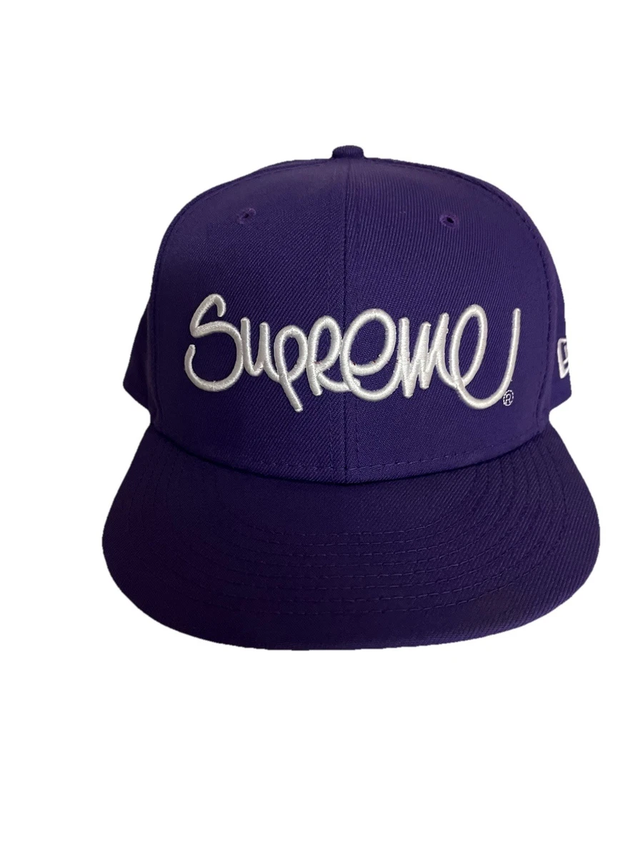SUPREME 22SS x New Era Handstyle Cap Baseball Hat purple Used rare