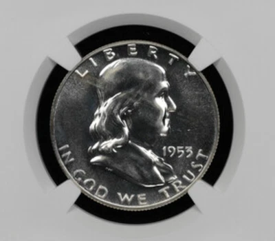 1953 Franklin Half Dollar NGC PF 64 CAMEO w/CAC - Very Clean Early 50s Cam!!! - Image 1 of 3