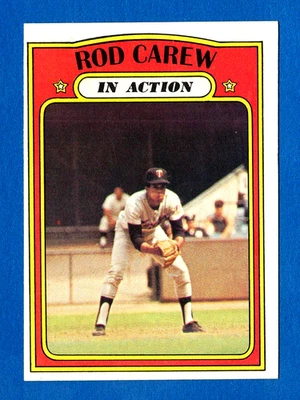 Tarjeta 1972 Topps #696 Rod Carew en acción número alto -- sin precio base como nueva Foto 1 de 2