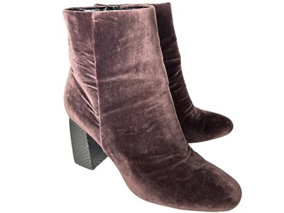 Botas de Terciopelo BCBG Generation Allison TALLA 9 Púrpura Tobillo Piel de Serpiente Tacón Bloque Foto 1 de 4