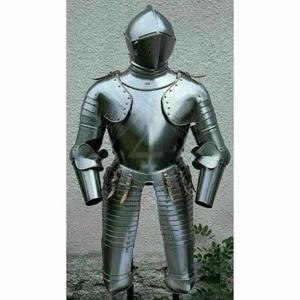 Medieval 18 gauge Steel Trooper Half Body Armour Cuirass Helmet & jacket replica - Picture 1 of 6