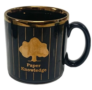 Paper Knowledge Cup Mug Black Gold Stripe Made in England 13 fl oz - Picture 1 of 8