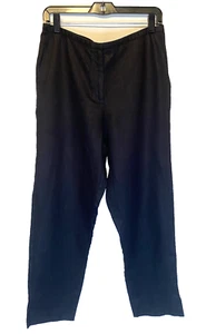 DKNY City Damen Leinenhose schwarz Reißverschluss vorne gerade Größe 10 vorne flach 32Wx28L - Bild 1 von 9