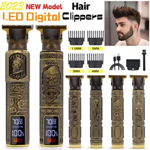Electric Mens Kids Hair Clippers Shaver Trimmers Machine Cordless Beard W/LCD - Picture 1 of 22