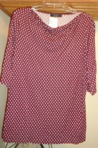 WEEKEND MAX MARA MAROON PRINTED "TAMARA" 3/4 SLEEVE JERSEY TOP NWT SZ L/XL - Picture 1 of 8