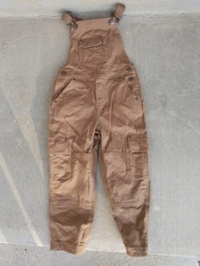 Duluth Trading Company Kids Brown Canvas Cargo Overalls Stretch Kids Size 6 - Picture 1 of 2