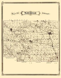 Mapa histórico del condado - Noble County Indiana - Baskin 1876 - 23 x 29,21 - Imagen 1 de 20