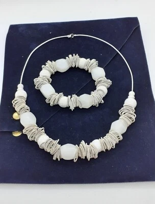 Parure girocollo bracciale argento 925 donna, collana pietre vetro di murano - Immagine 1 di 4