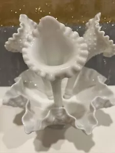 Base/trompetas jarrón con volantes clavos de vidrio espergne Fenton - Imagen 1 de 12