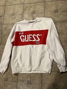 Guess x J. Balvin Collab White Sweater w/ Eyes & Mouth - Size Men's Xl - Picture 1 of 3