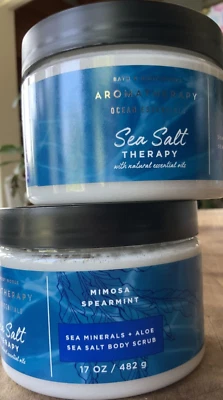 2 (TWO) SEA SALT MIMOSA SPEARMINT Aromatherapy 17oz SCRUB Bath & and Body Works - Image 1 of 2