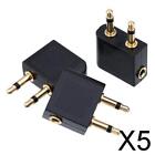 5X 3 Pack Aircraft Plug Conversion Jack for Headphones Golden Plated Universal