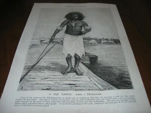 1894 Kunstdruck Gravur - FIDSCHI INSEL Mann Dandy (aus Foto) FIDSCHIANER Ureinwohner - Bild 1 von 2