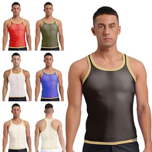 Camiseta sin mangas de malla transparente transpirable para hombre espalda deportiva y de verano - Imagen 1 de 65