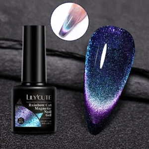 9d Rainbow Glitter Cat Magnetic Nail Gel Polish Holographic Snowlight - Picture 1 of 8