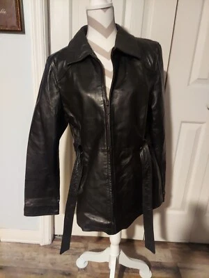 Abrigo Chaqueta East 5th Cuero Genuino Mujer Grande Negro Cremallera Completa Foto 1 de 4