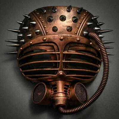 Steampunk Submarine Spike Mardi Gras Halloween Cosplay Party Costume Copper Mask - Image 1 of 4