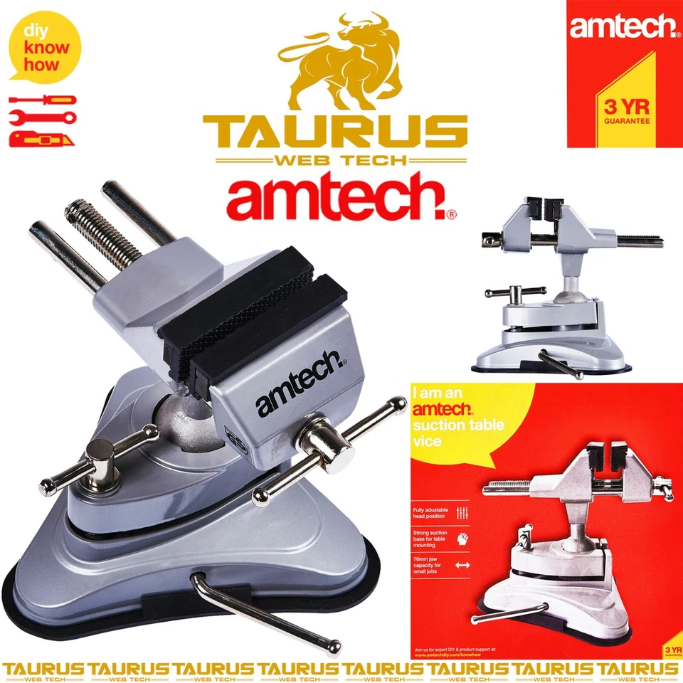 AMTECH Rotating SUCTION TABLE VICE Bench Top Swivel Workshop JAW Clamp Holder UK