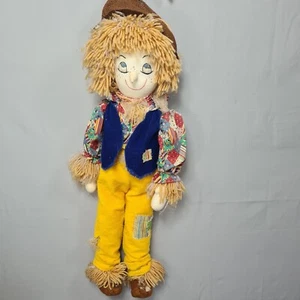 Vintage Handmade Scarecrow Plush Doll Country Folk Art Halloween Patchwork 64cm  - Imagen 1 de 13