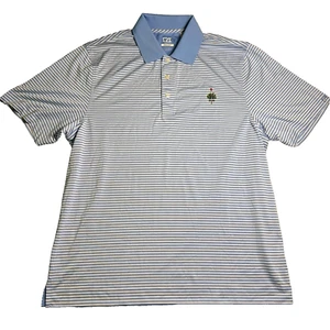 Cutter And Buck Golf Polo Men’s Large Blue white Stripes Drytec Performance - Picture 1 of 8