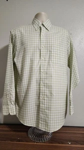 Camicia Brooks Brothers 346 con bottoni taglia M verde e bianca a scacchi LS Shirt - Foto 1 di 7