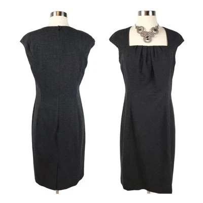 CLASSIQUES ENTIER ATELIER Sheath Dress Square Neck Charcoal Gray Back Zipper 8  - Image 1 of 4