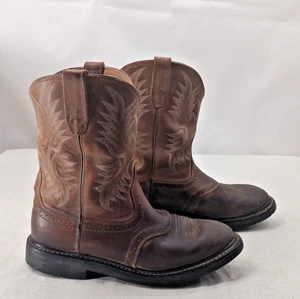 Ariat Work Boots Men's Size:10.5 EE Brown Leather Cowboy - Picture 1 of 5